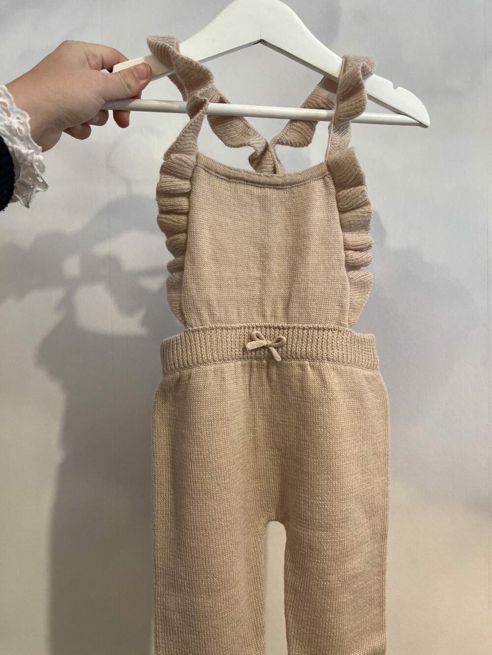 Salopette en laine rose pâle Lililotte