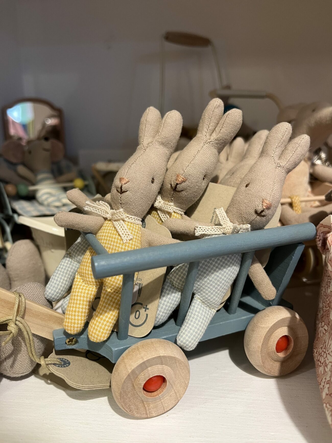 Lapin Maileg vichy bleu jaune