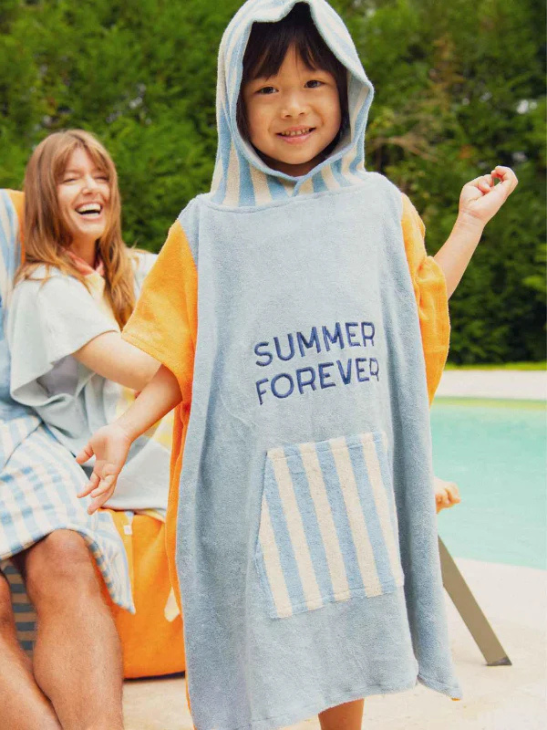 Poncho éponge Orange & Bleu – Image 3